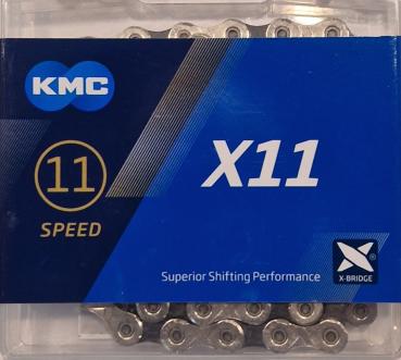 KMC X11 silber/schwarz 114-Glieder für 11-fach Size: 1/2"x 11/128"